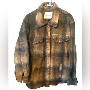 American Eagle Outfitters Women’s Plaid Button Down Jacket in Brown Size Medium